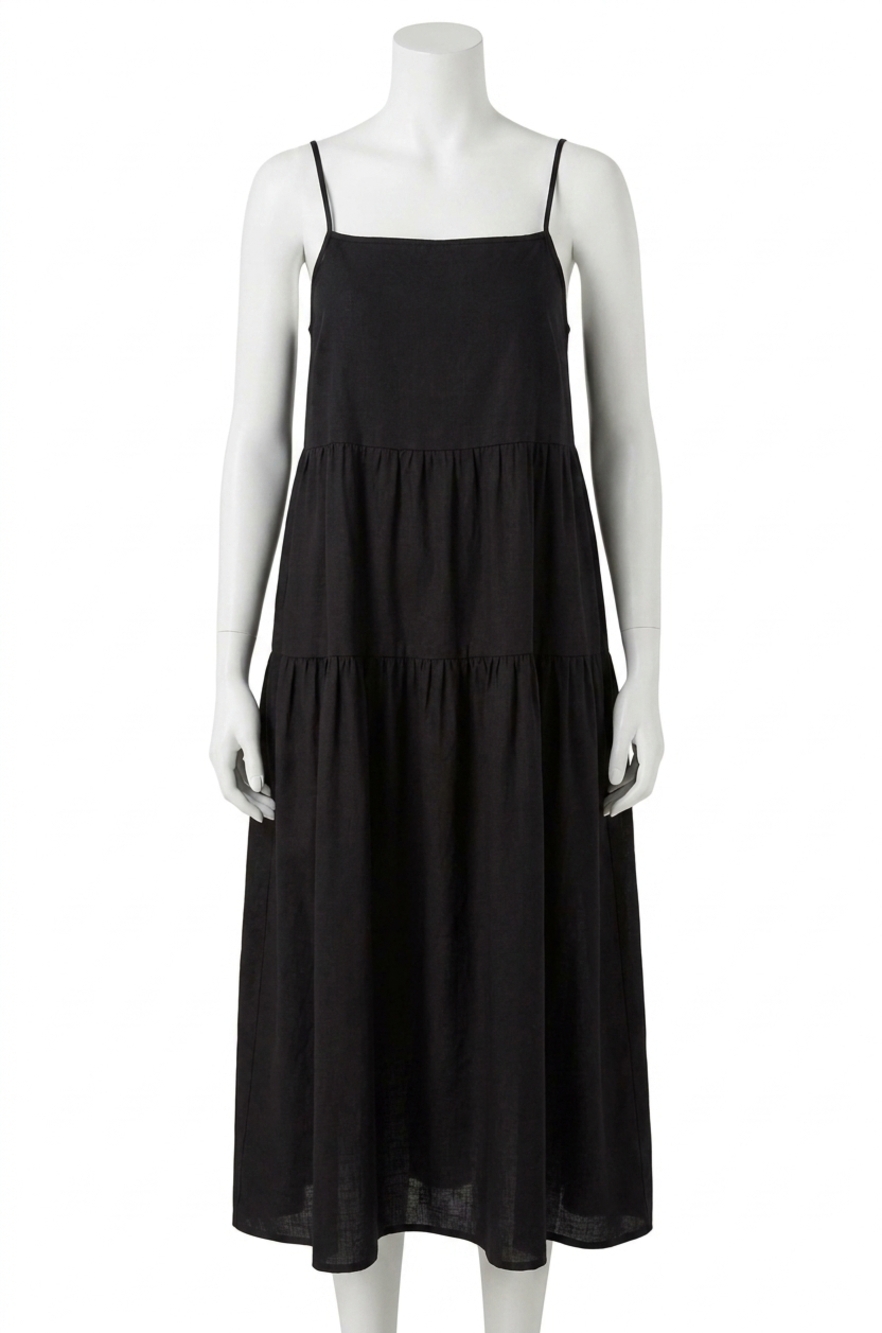 NEW ENZA COSTA strappy tiered dress in black